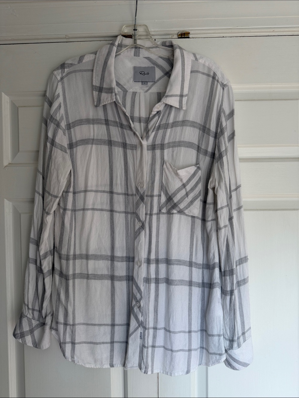 RAILS Hunter Plaid Shirt in White Charcoal Size Large